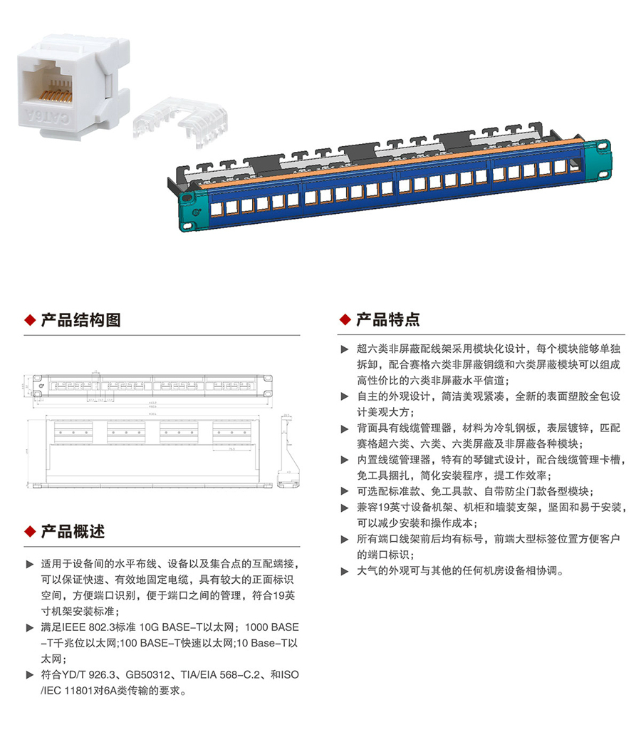 超六类非屏蔽配线架1