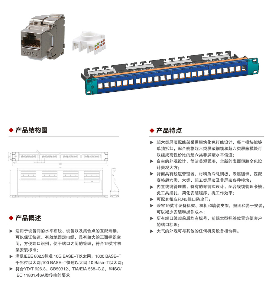 超六类屏蔽配线架1